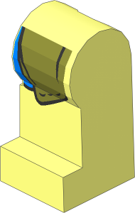 Minifig Leg Left with Olive Green and Medium Blue Coattails Pattern