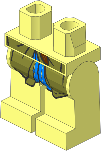 Minifig Hips and Legs with Olive Green and Medium Blue Coattails Pattern