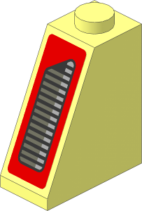 Slope Brick 65  2 x  1 x  2 with Ford Logo, Grey Exhaust Pipes and White Number 66 in Green Rectangle and Grey Air Vents on Red Background Right Sticker