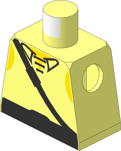 Minifig Torso with T-Shirt and Black Crossbelt, Silver Rounded Buckle Pattern