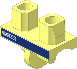 Minifig Hips with White Sparco Logo and Black Dotted Line on Dark Blue Background Pattern