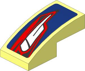 Slope Brick Curved  2 x  1 with Taillamp on Blue Background Right Sticker
