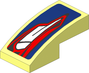 Slope Brick Curved  2 x  1 with Taillamp on Blue Background Left Sticker