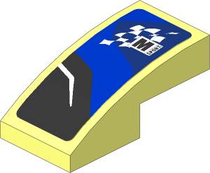 Slope Brick Curved  2 x  1 with M-SPORT Logo on Black and Blue Background Right Sticker