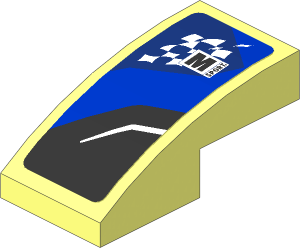 Slope Brick Curved  2 x  1 with M-SPORT Logo on Black and Blue Background Left Sticker