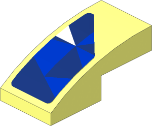 Slope Brick Curved  2 x  1 with Light Blue and White Triangles on Blue Background Right Sticker