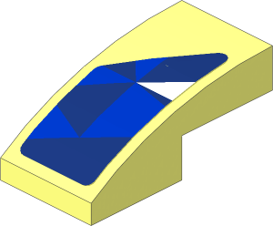 Slope Brick Curved  2 x  1 with Light Blue and White Triangles on Blue Background Left Sticker