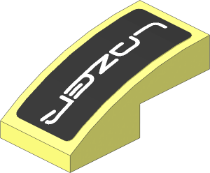 Slope Brick Curved  2 x  1 with White LAZER Logo on Black Background Sticker