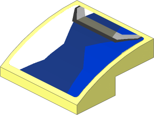 Slope Brick Curved  2 x  2 x  0.667 with Black Air Vent on Blue and White Background Sticker