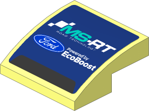 Slope Brick Curved  2 x  2 x  0.667 with Ford and MS-RT Logo on Blue Background Sticker