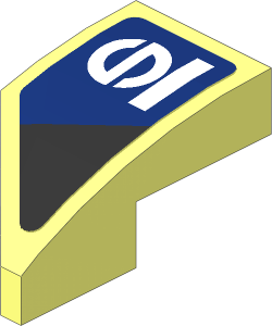 Slope Brick Curved  2 x  1 with Cutout Right with Black Triangle and White Sparco Logo on Blue Background Left Sticker