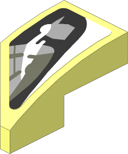 Slope Brick Curved  2 x  1 with Cutout Right with Headlamp on White Background Right Sticker