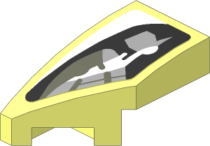 Slope Brick Curved  2 x  1 with Cutout Left with Headlamp on White Background Left Sticker