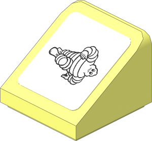 Slope Brick 31  1 x  1 x  0.667 with Running Michelin Man on White Background Right Sticker