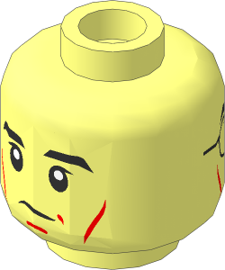 Minifig Head with Black Eyebrows, Cheek Lines Raised Eyebrow/Glasses and Headset 2-Sided Pattern