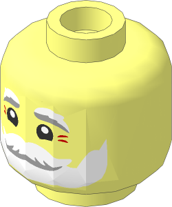 Minifig Head with Laugh Lines, White and Light Bluish Grey Bushy Eyebrows, Beard and Moustache Pattern
