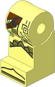 Minifig Leg Right with Loincloth with Silver Celtic Knot, Reddish Brown Belts, Olive Green Feathers and Shoe Tips Pattern