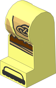 Minifig Leg Left with Tan Tunic with Fur Hem and Silver Celtic Knots, Knee Wrappings and Shoe Tips Pattern