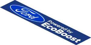 ~Sticker  1.9 x  1.8 with Ford and MS-RT Logos on Blue Background - Fourth Face