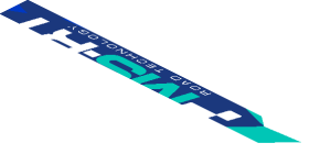 ~Sticker  1.9 x  3.8 with Yellow "2" on Black Square and Logos on Blue and White Background Left - Fourth Face