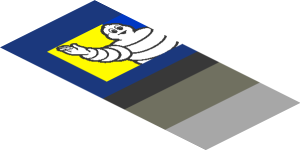 ~Sticker  0.8 x  4.1 with Michelin Logos and Black Air Vent on Blue Background - Fifth Face