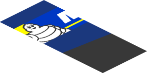 ~Sticker  0.8 x  4.1 with Michelin Logos and Black Air Vent on Blue Background - Eleventh Face