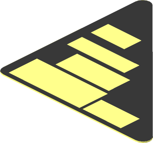 ~Sticker  1.8 x  1.8 Triangular with White Logos on Black Background Right - Common Part