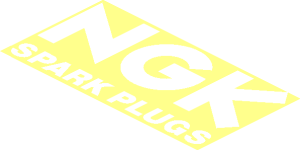 ~Sticker  1.8 x  1.8 Triangular with White Logos on Black Background Right - Logo NGK