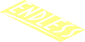 ~Sticker  1.8 x  1.8 Triangular with White Logos on Black Background Right - Logo Endless