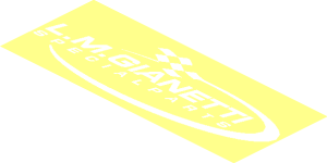 ~Sticker  1.8 x  1.8 Triangular with White Logos on Black Background Right - Logo Gianetti
