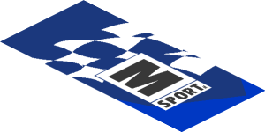 ~Sticker  0.8 x  1.9 with M-SPORT Logo on Black and Blue Background Right - Second Face