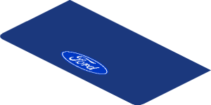 ~Sticker  4.0 x  1.8 with Ford and MS-RT Logos and Emergency Signals on Blue Background - Fourth Face