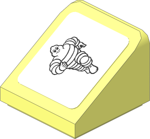 Slope Brick 31  1 x  1 x  0.667 with Running Michelin Man on White Background Left Sticker