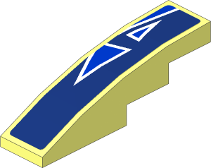 Slope Brick Curved  4 x  1 with Light Blue Triangles on Blue Background Sticker