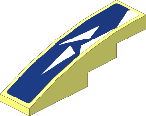 Slope Brick Curved  4 x  1 with White Triangles on Blue Background Sticker
