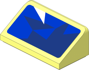 Slope Brick 31  1 x  2 x  0.667 with Light Blue Triangles on Blue Background Left Sticker