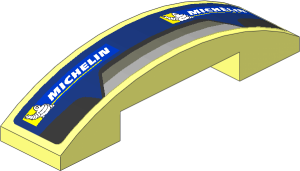 Slope Brick Curved  4 x  1 Double with Michelin Logos and Black Air Vent on Blue Background Sticker