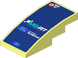 Slope Brick Curved  4 x  2 with Ford and MS-RT Logo and Emergency Signals on Blue Background Sticker