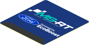 Sticker  1.9 x  1.8 with Ford and MS-RT Logos on Blue Background