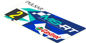 Sticker  1.9 x  3.8 with Yellow "2" on Black Square and Logos on Blue and White Background Left