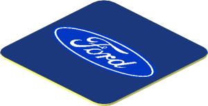 Sticker  0.8 x  0.8 with Ford Logo on Blue Background