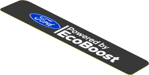 Sticker  0.7 x  3.8 with Ford Powered by Ecoboost Logo on Black Background