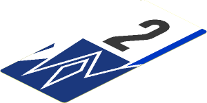 Sticker  4.0 x  1.8 with Black "2" on Blue and White Background