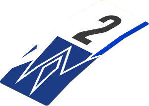 Sticker  4.0 x  1.8 with Black "2" on Blue and White Background (Formed)