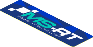 Sticker  0.8 x  2.8 with MS-RT Logo on Blue Background