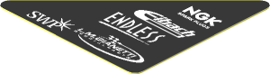 Sticker  1.8 x  1.8 Triangular with White Logos on Black Background Left