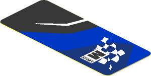 Sticker  0.8 x  1.9 with M-SPORT Logo on Black and Blue Background Right