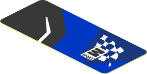 Sticker  0.8 x  1.9 with M-SPORT Logo on Black and Blue Background Left