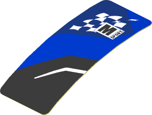 Sticker  0.8 x  1.9 with M-SPORT Logo on Black and Blue Background Left (Formed)