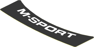 Sticker  1.2 x  3.9 with White M-SPORT on Black Background